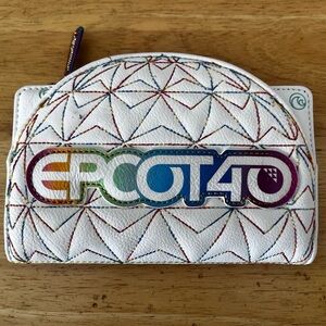 Loungefly White Rainbow Stitch EPCOT 40 Dome Wristlet